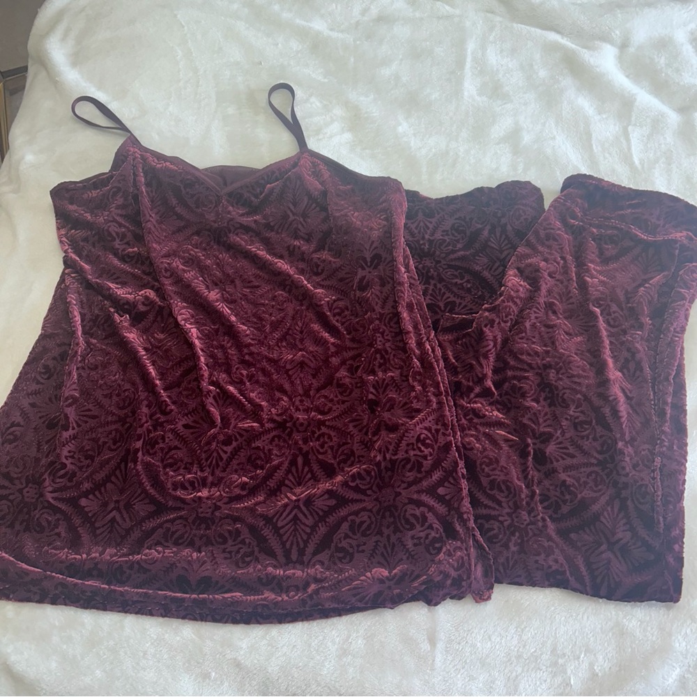 Soma Intimates Devore Velvet Pajama Set Purple Cami Med,  Pants Small Lounge
